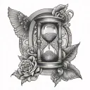 time and money inside the hourglass tattoo design idea