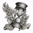 time and money inside the hourglass tattoo design idea