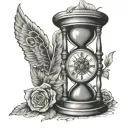 time and money inside the hourglass tattoo design idea