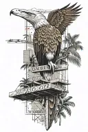 davao city with philippine eagle, street signs and building design tattoo design idea