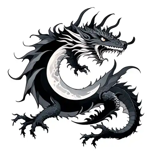 Sun And Moon Dragon tattoo design idea