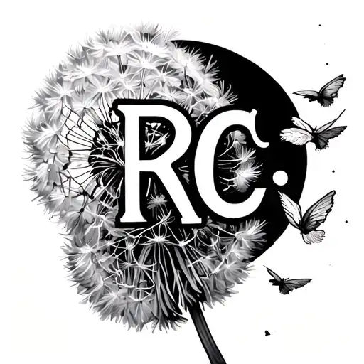 Tatoo with dandelion and letters r c that fly away through the pissing pissiles tattoo design idea