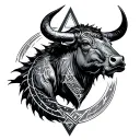 Valknut, hippocampus, constellation of the bull on the forearm tattoo design idea