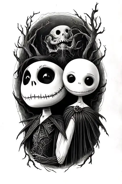 jack and Zero Nightmare Before Christmas tattoo design idea