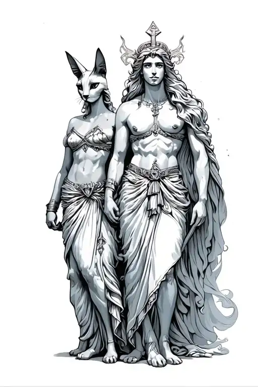 Hercules Zeus Hades Aphrodite Athene Bastet Isis  tattoo design idea