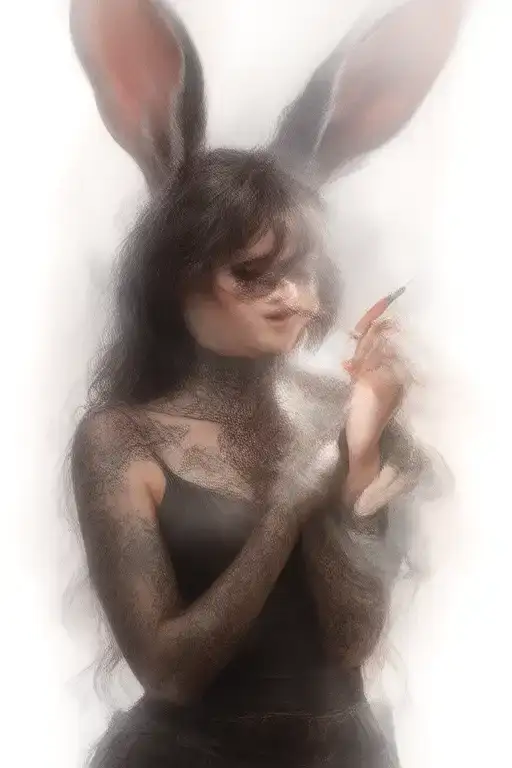 Pin up goth bunny girl standing smoking sigarette and have tattoos tattoo design idea