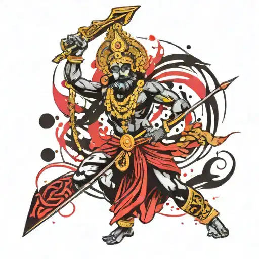 god Murugan with his spear tattoo design idea