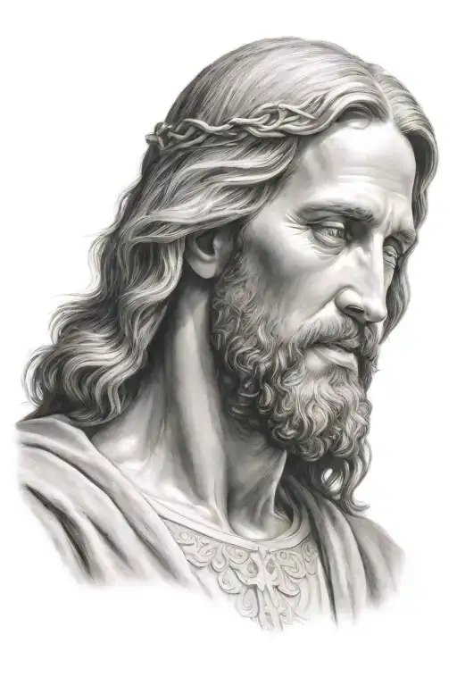 Hyper realistic portrait of Jesus Christ tattoo design idea