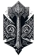 simple Dwarven hammer durin lord of the rings tattoo design idea