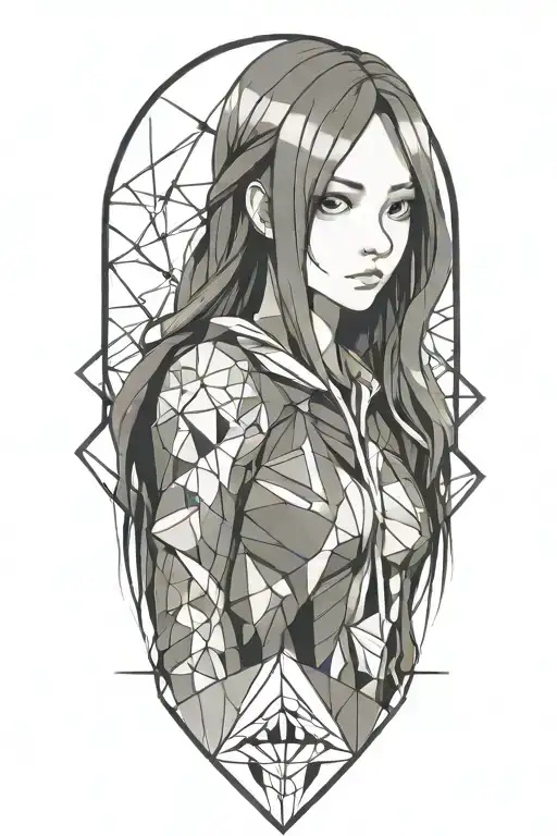 Girl anime character tattoo design idea