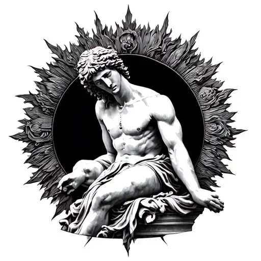 statue of Helios the god tattoo design idea
