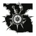 Nautical compass intertwined with anchor and ship wheel, symbolizing your connection to the merchant navy tattoo design idea