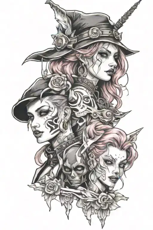 Vi and Jinx arcane  tattoo design idea