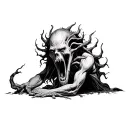 Demonic entity devouring a human tattoo design idea