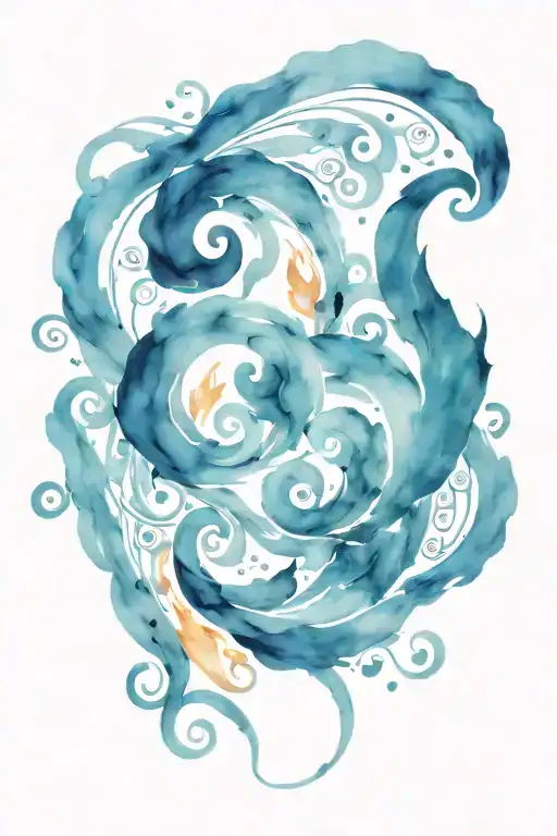 Blue swirls like lively flames tattoo design idea