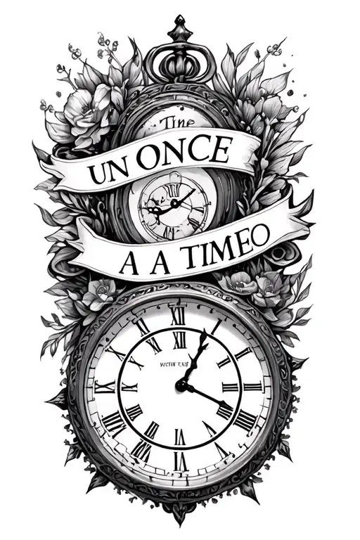 quote once upon a time piece tattoo design idea