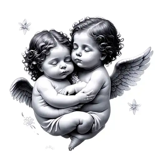 2 Baby Angels tattoo design idea