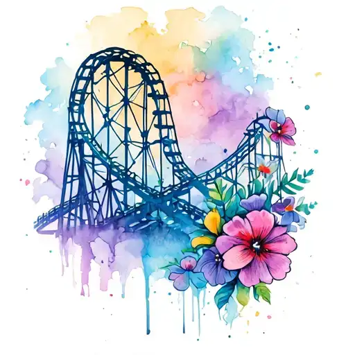 roller coaster and flowers intertwined tattoo design idea