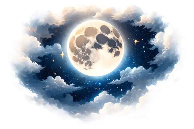 lunar eclipse stars clouds surrounding tattoo design idea