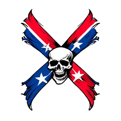 skulls with rebel flag intertwined tattoo design idea