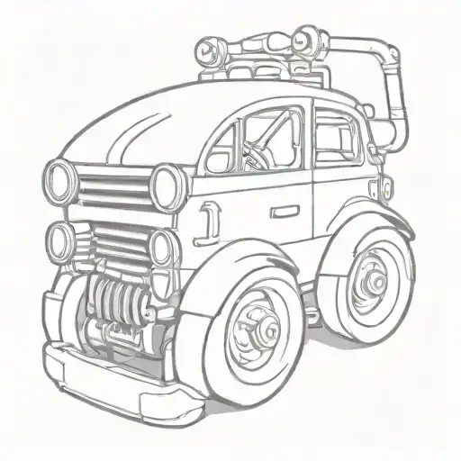 sponge bob muscle car engine tattoo design idea