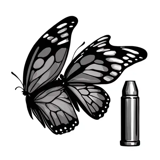 bullet with butterfly wings  tattoo design idea