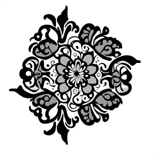paisley and lace patterns tattoo design idea