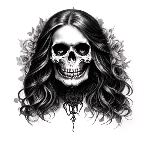 gothic female skull tattoo design idea
