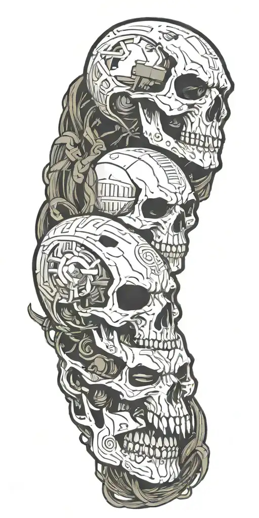 make me a tattoo that covers the whole arm with a design of the maxtac from cyberpunk 2077 and the punisher logo tattoo design idea