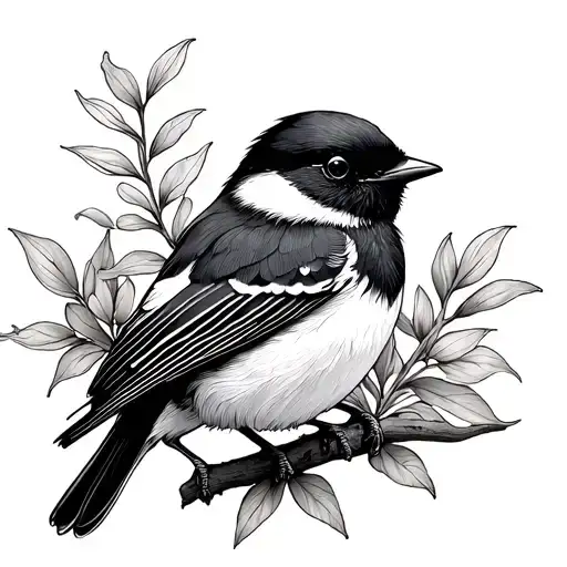 willy wagtail bird intertwined tattoo design idea