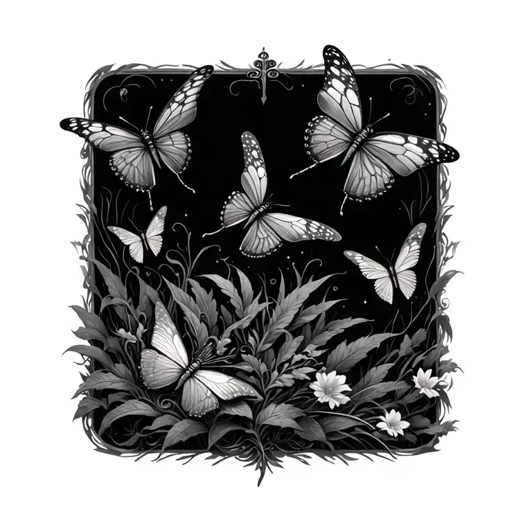 butterflies connected to dragonflies tattoo design idea