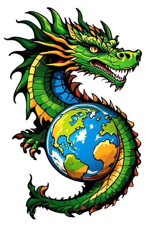Number 18 with earth dragon design featuring tattoo design idea