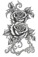 rose and heart in fire bound with thorns. on the heart written "Hope" tattoo design idea