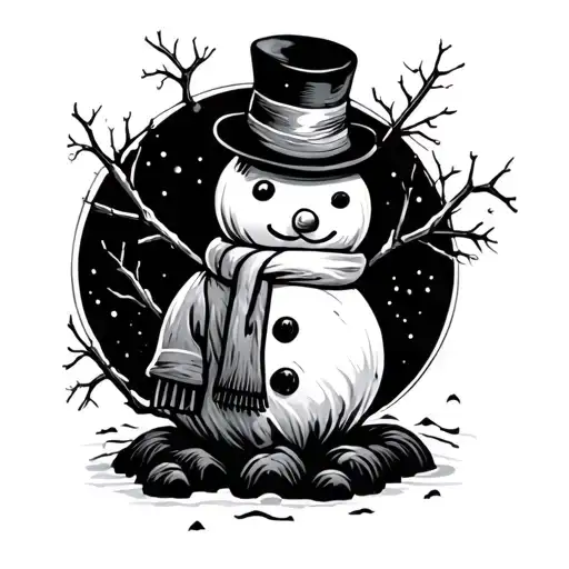 lonely Snowman tattoo design idea