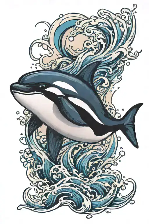 ballena orca swimming tattoo design idea