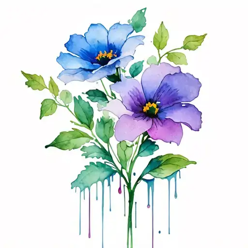 flowers with blood dripping from it tattoo design idea