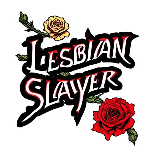text "Lesbian slayer" tattoo design idea