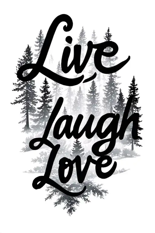 "Live laugh love " forest filled tattoo design idea