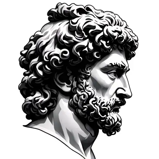 Stoicism and Marcus Aurelius half face tattoo design idea