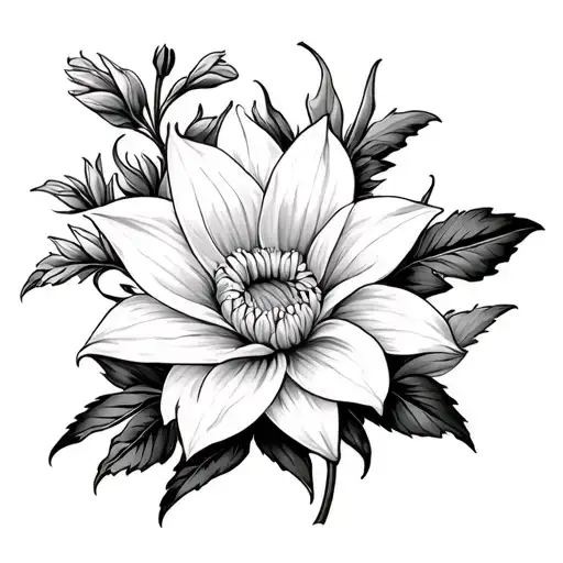 dahlia flower and Cali lily flower tattoo design idea