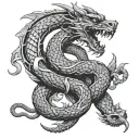 dragon, snake, and rat chinese zodiac sign intertwined tattoo design idea