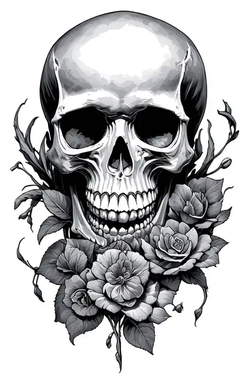 Skull, everything in its own time, 1999, 48 tattoo design idea