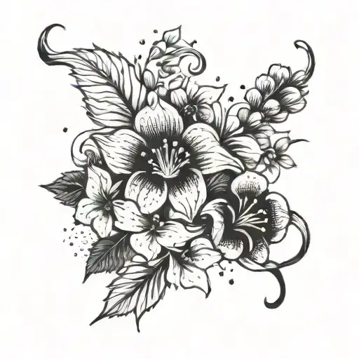 December flower with Aries star constellation  tattoo design idea