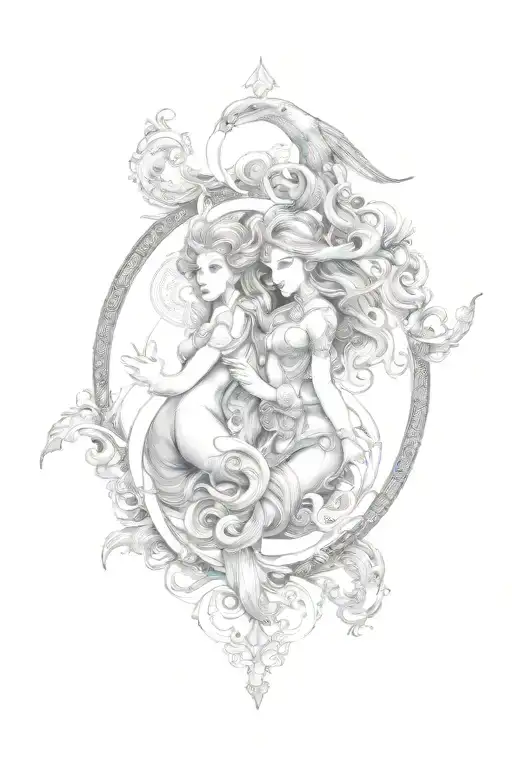 fusion of Aquarius and Gemini tattoo design idea