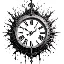 Roman numeral clock melting tattoo design idea