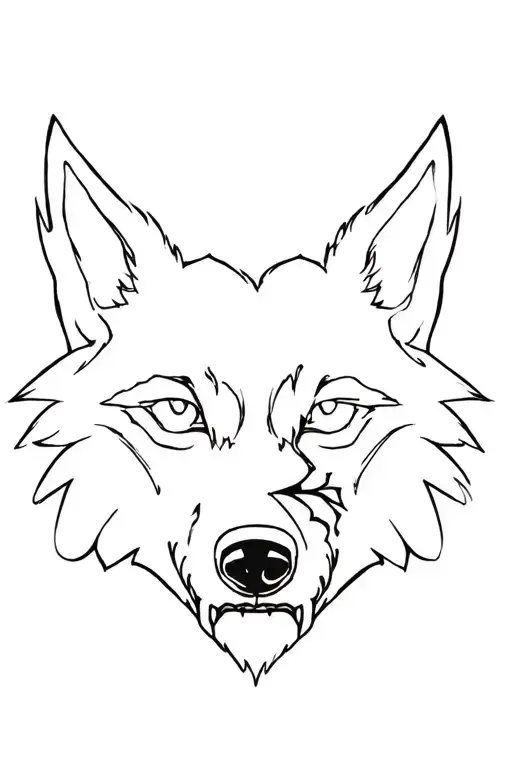 wolf head from the front showing its teeth, with a white eye and a scar at the level of this eye tattoo design idea