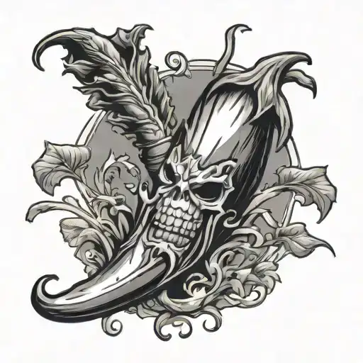 voice of vegetables, eggplant killer, ripper of corpses leek tattoo design idea