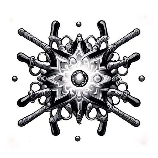 DMT molecule infused with intricate tattoo design idea