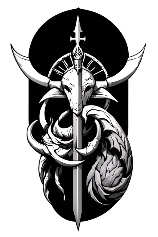 star signs Aries, cancer and libra combined with Aries god of war  tattoo design idea