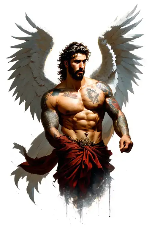 Angel male tattoo design idea